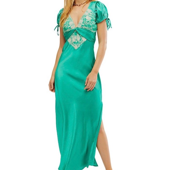 Free People Dresses & Skirts - Free People Cooper Maxi Dress Lace Detail Verdis Green Sz 8